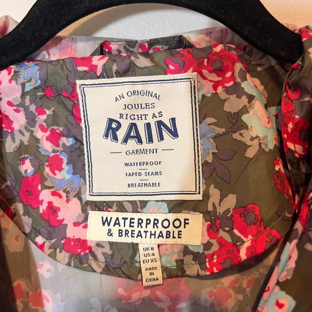 Joules Right As Rain Go Lightly Packable Rain Coat Waterproof Breathable Size 4 - Picture 9 of 16